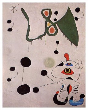 Joan Miró œuvres - Femme et oiseau dans la nuit Joan Miro